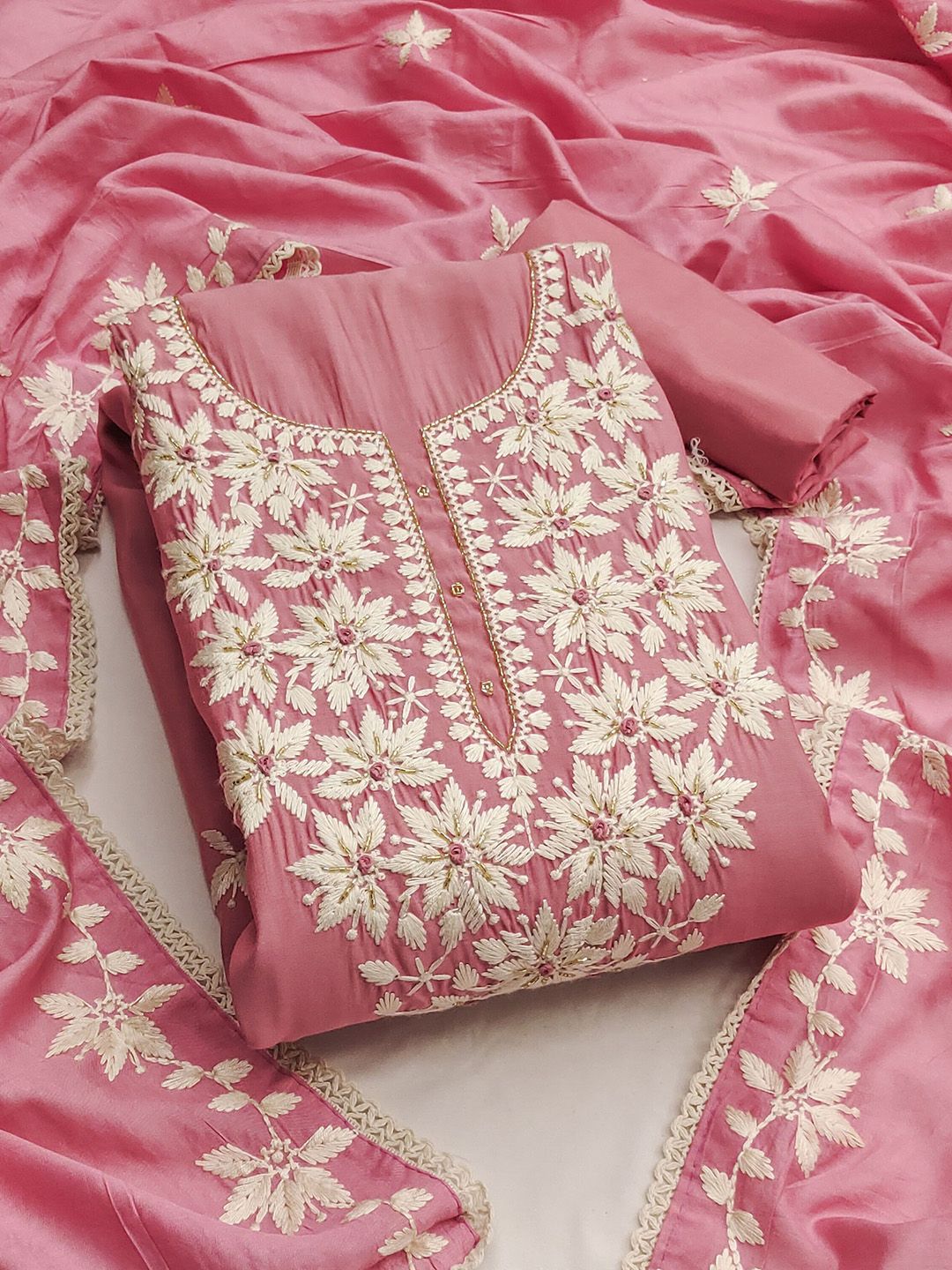 Maroosh Floral Embroidered Unstitched Dress Material-picture-11