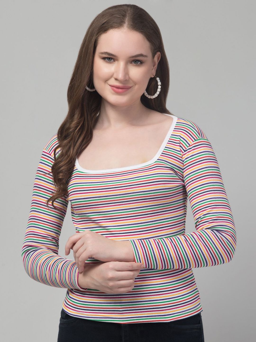 Western Darji Women Cotton Horizontal Stripes Cotton Top-picture-33