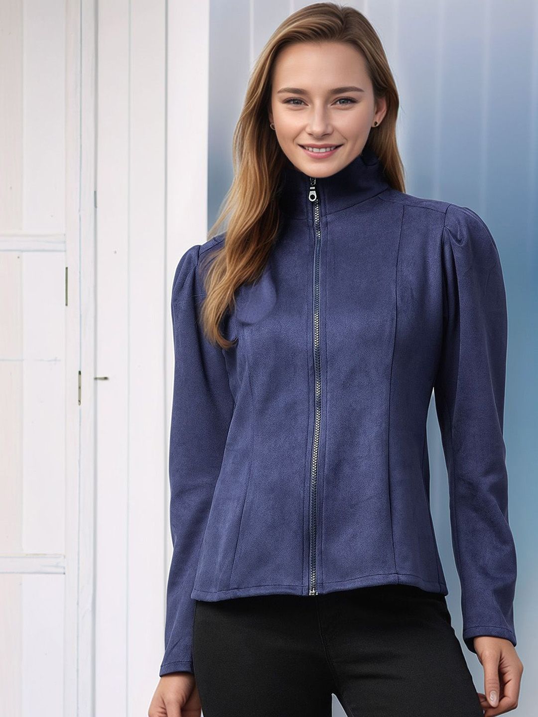 ZYNG Women Suede Tailored Jacket-picture-20