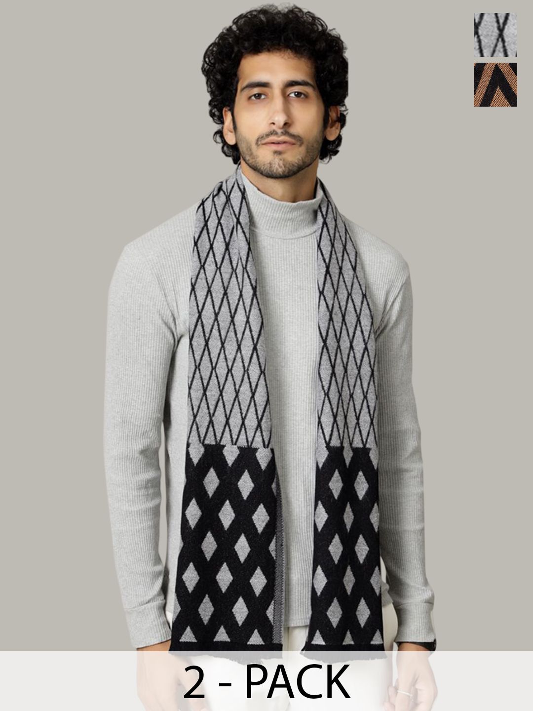HANDICRAFT PALACE Men Patterned Merino Wool Mufflers-picture-19