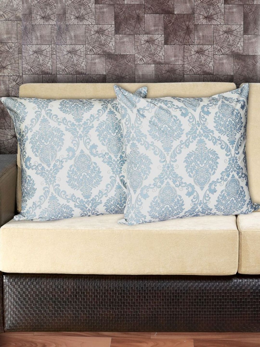 INDHOME LIFE Blue & White Set of 2 Ethnic Motifs Square Cushion Covers-picture-21