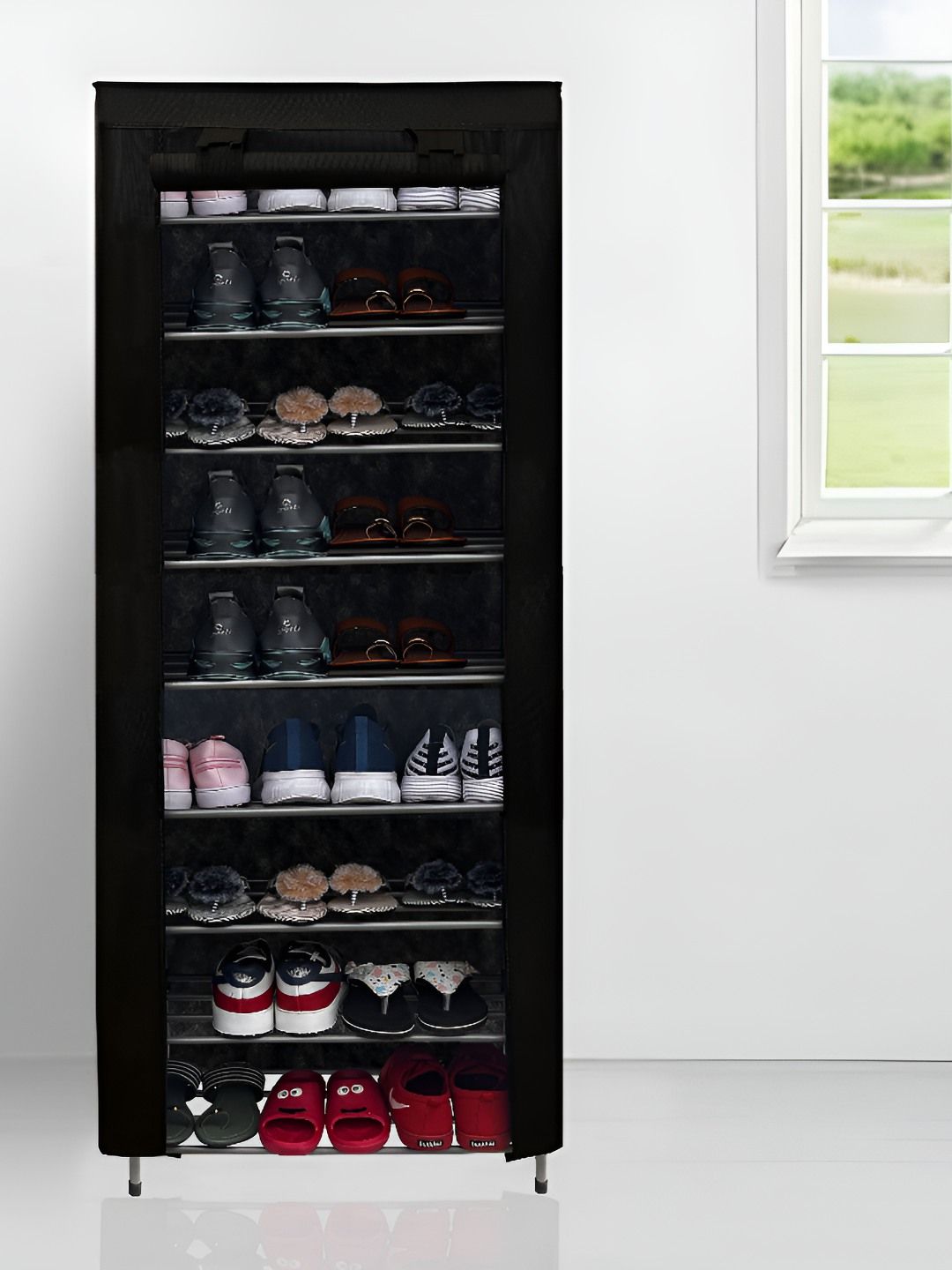 Urban Choice Black Metal 9-Tier Rectangle Shoe Rack-picture-39