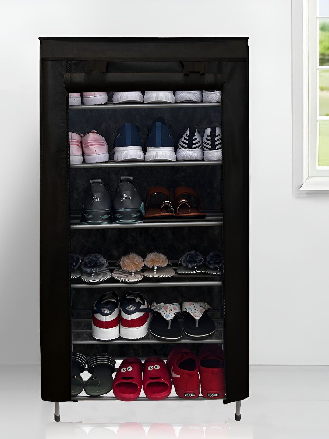Urban Choice Black Metal 6-Tier Rectangle Shoe Rack-picture-42