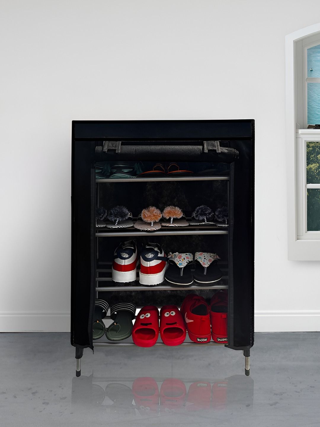 Urban Choice Black Textured 4-Tier Shoe Racks-picture-56