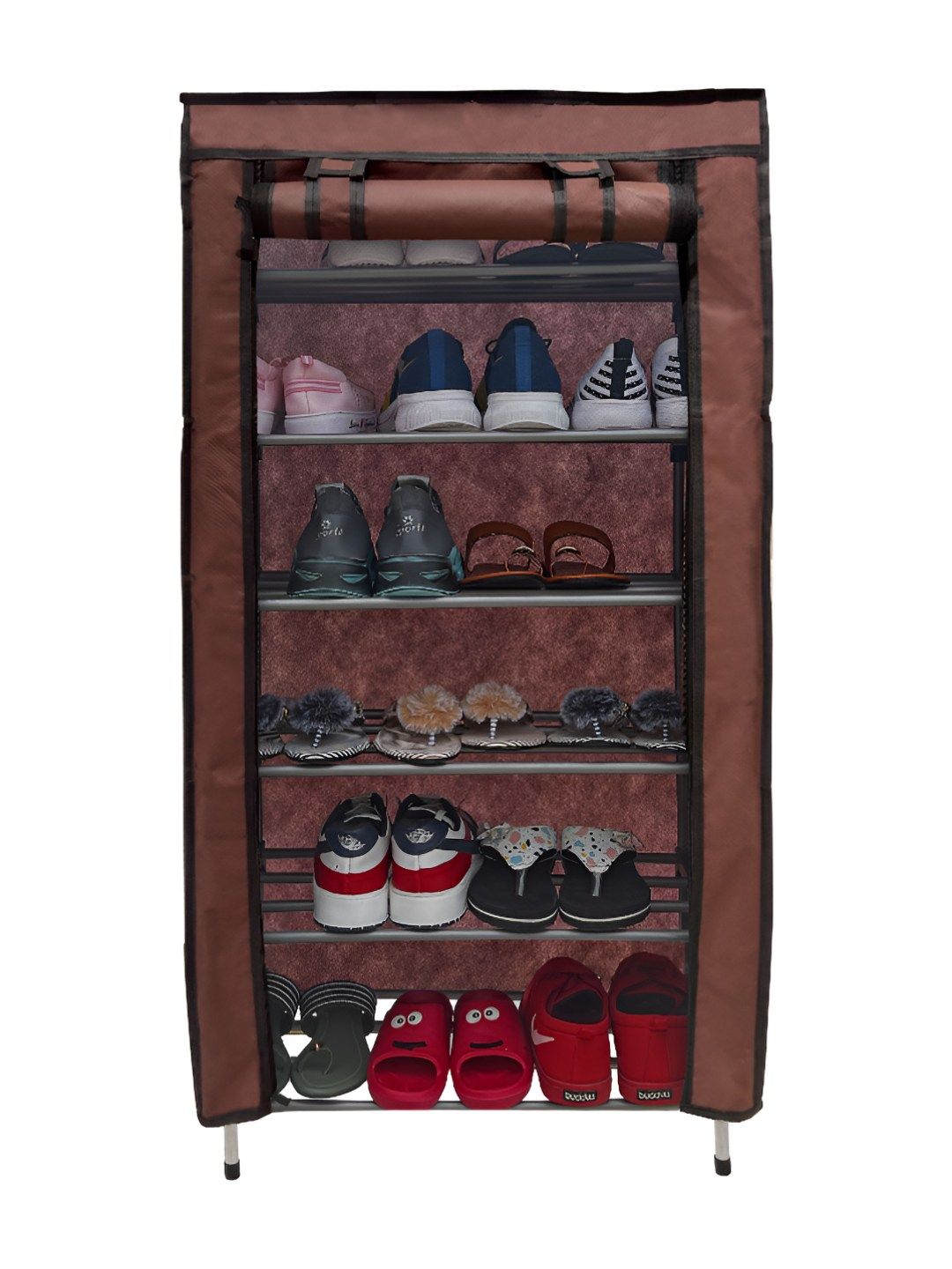 Urban Choice Brown Metal 6-Tier Rectangle Shoe Rack-picture-56