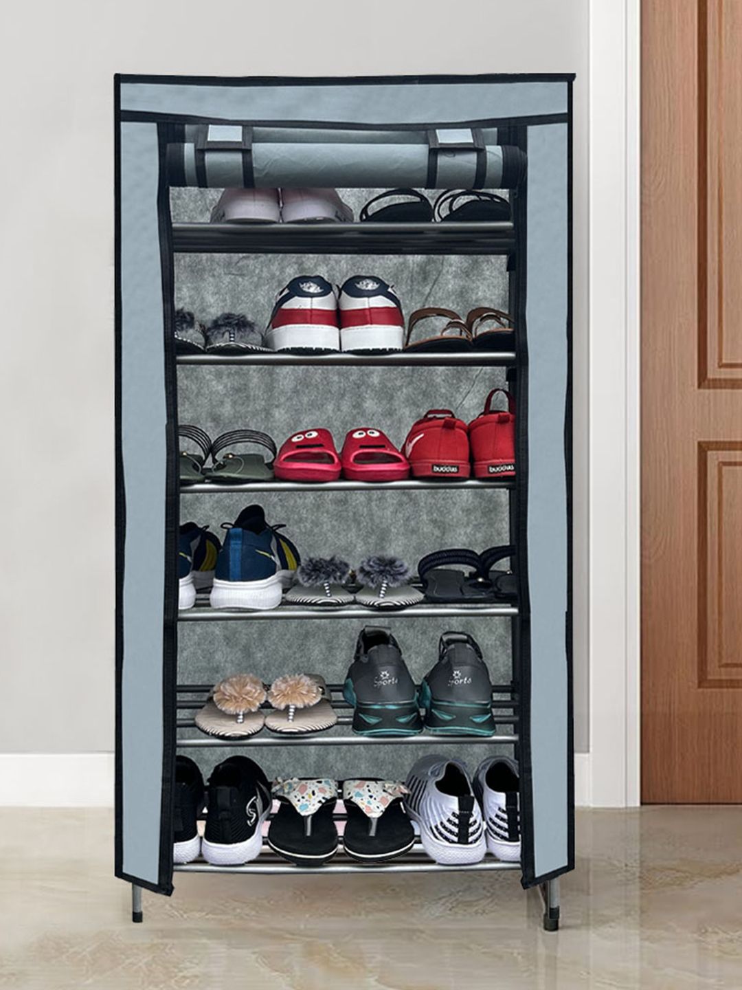 Urban Choice Grey Textured 6-Tier Shoe Rack-picture-51
