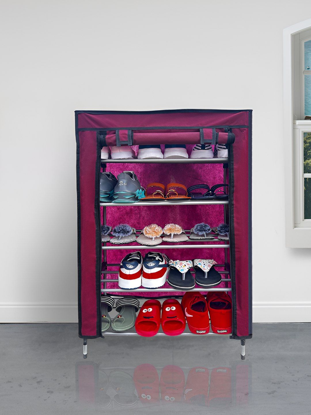 Urban Choice Maroon 5-Tier Metal Shoe Rack-picture-50