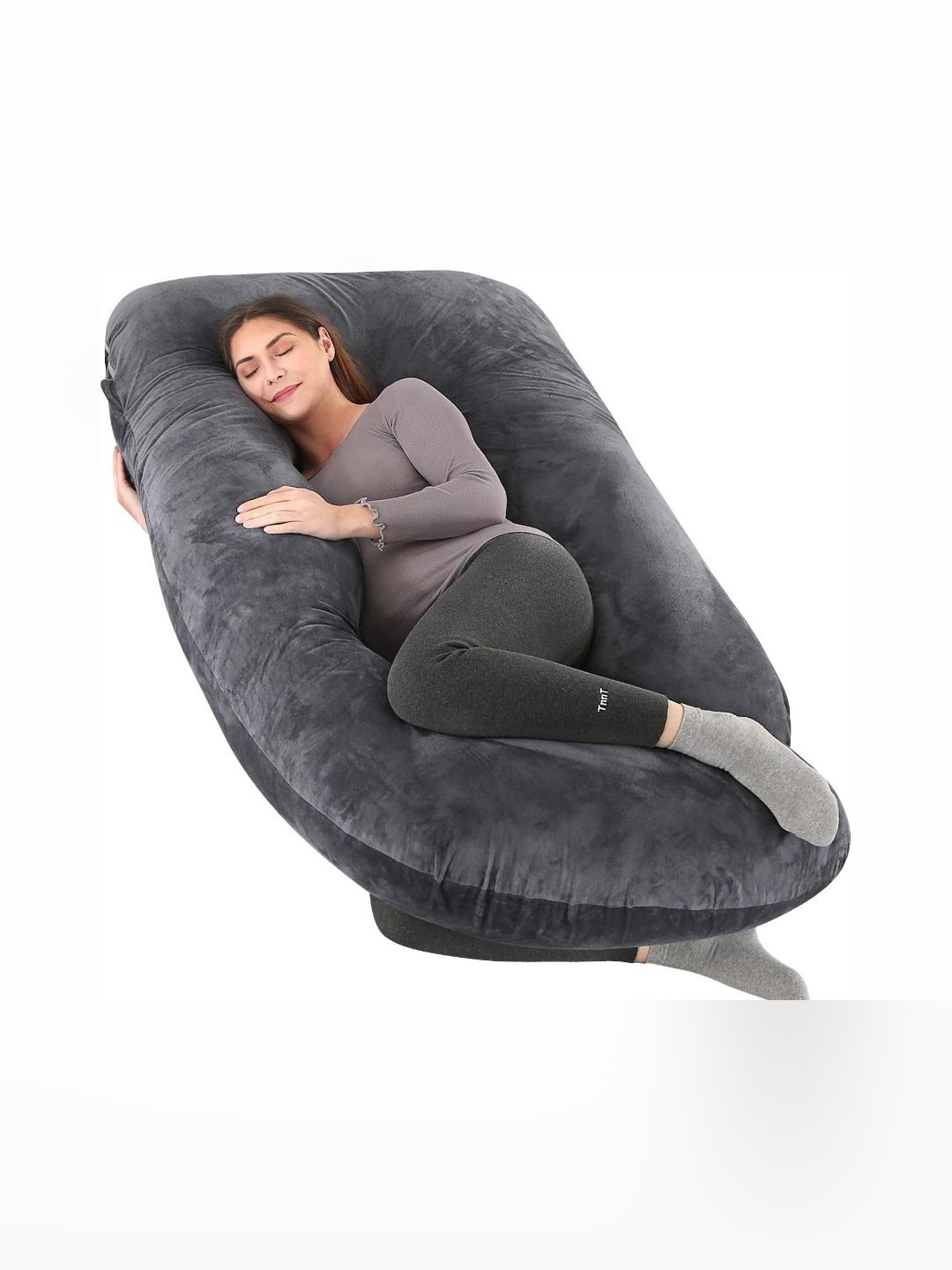 Pum Pum Black Fibre Filled Faux Velvet Ultra Soft Maternity Pillow-image-34