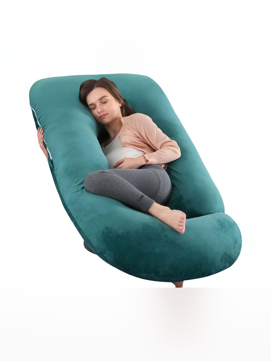 Pum Pum Turquoise Blue Fibre Filled Faux Velvet Ultra Soft Maternity Pillow-picture-35