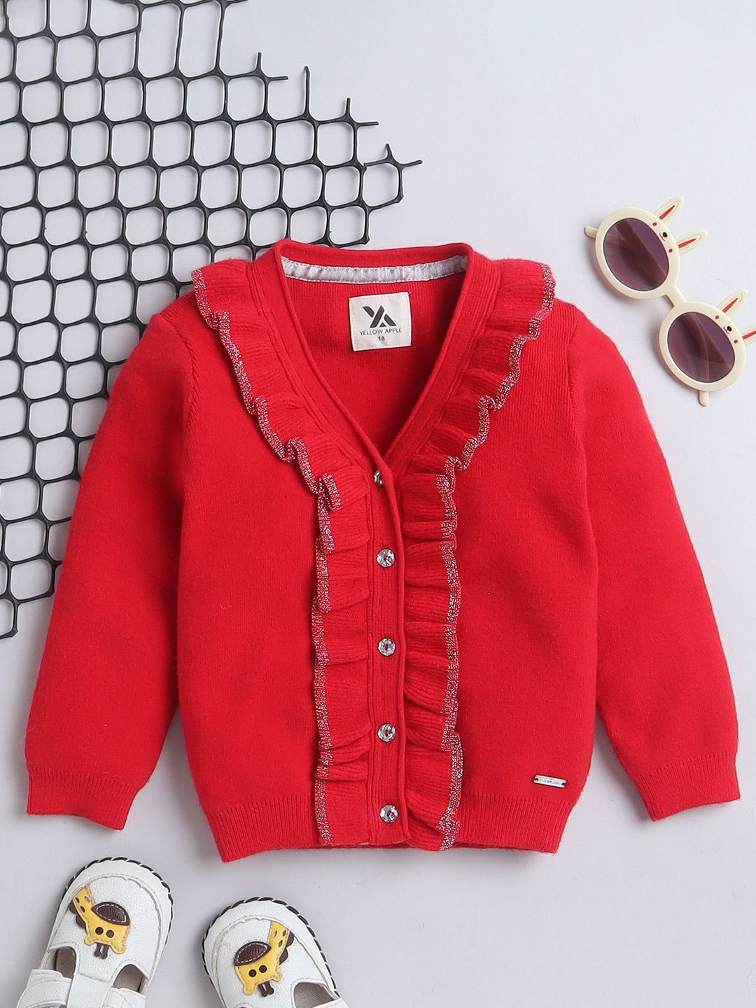 Yellow Apple Girls Woollen Sweater Vest-picture-54