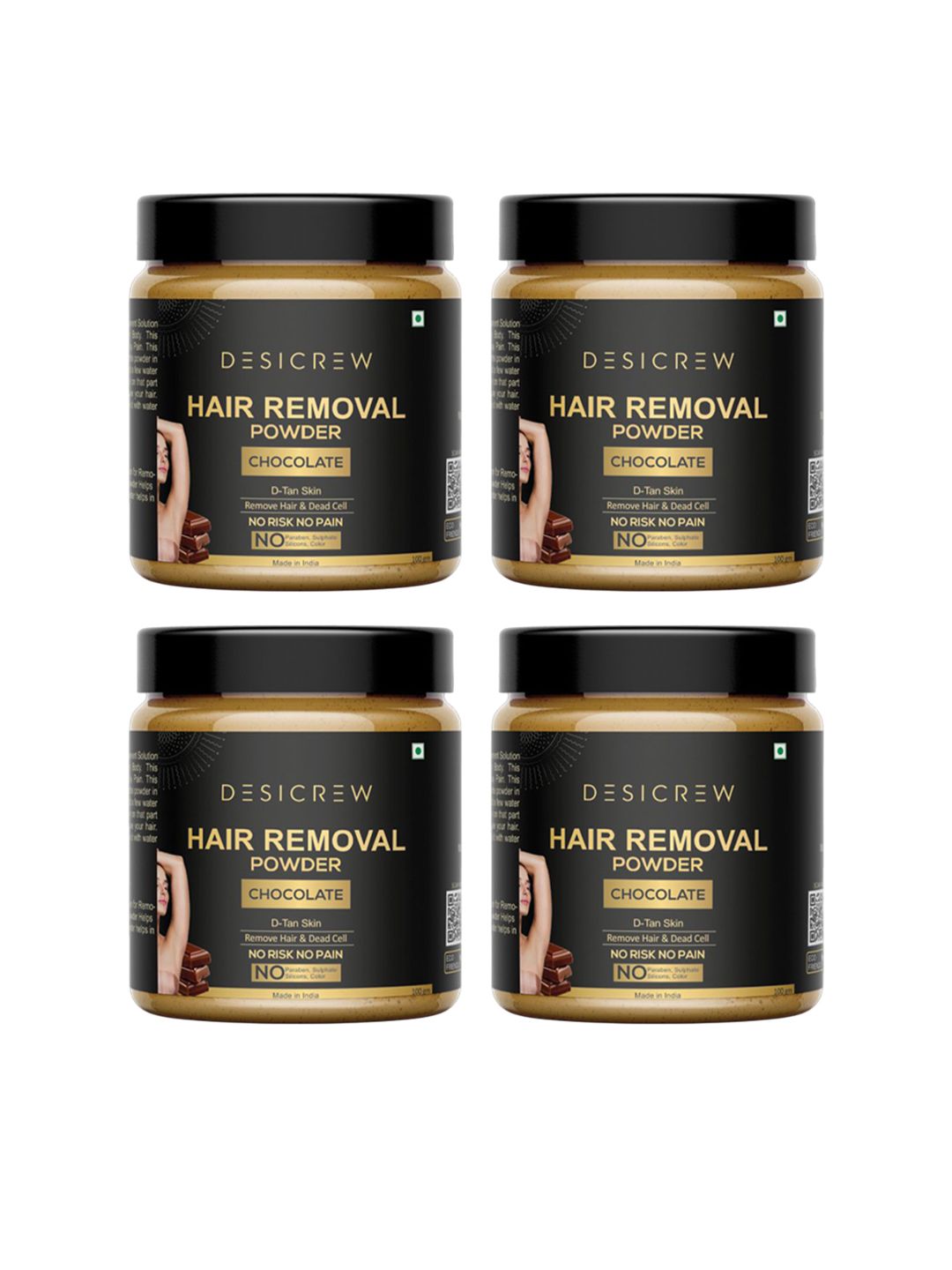 Desi Crew Set Of 4 Hair Removal Powder For De-Tan Skin - 100 g Each