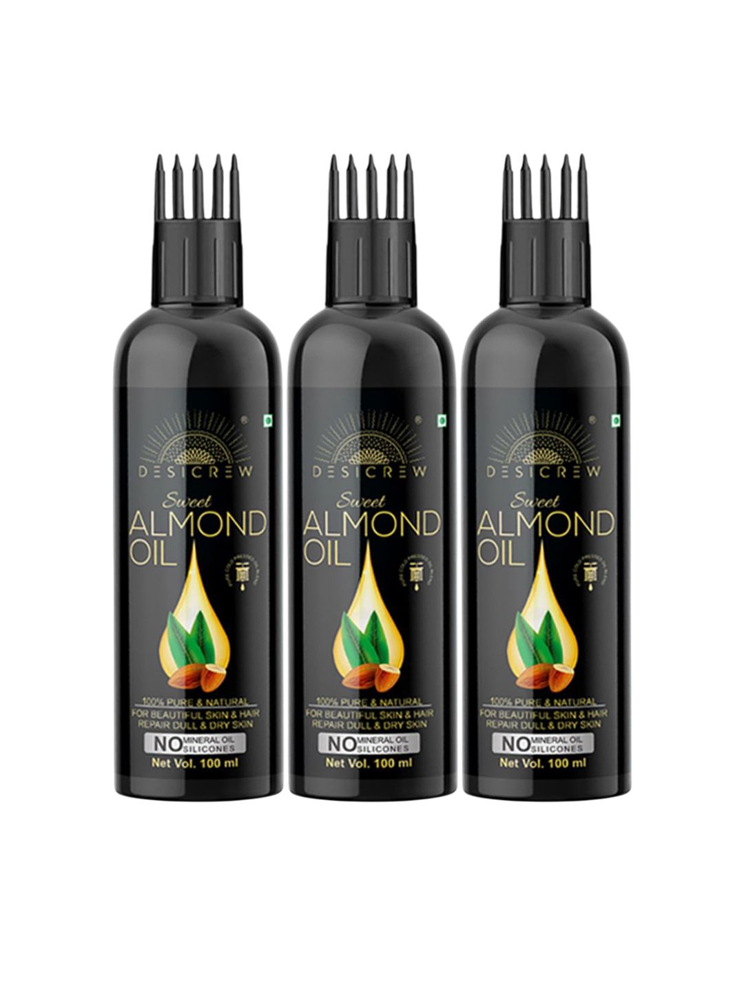 Desi Crew Set Of 3 Almond Hair Oil - 100 ml Each-image-42