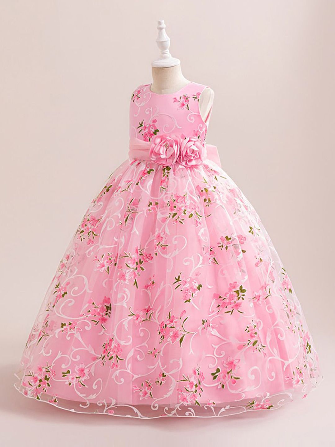 StyleCast x Revolte Girls Floral Printed Round Neck Maxi Dress-picture-37