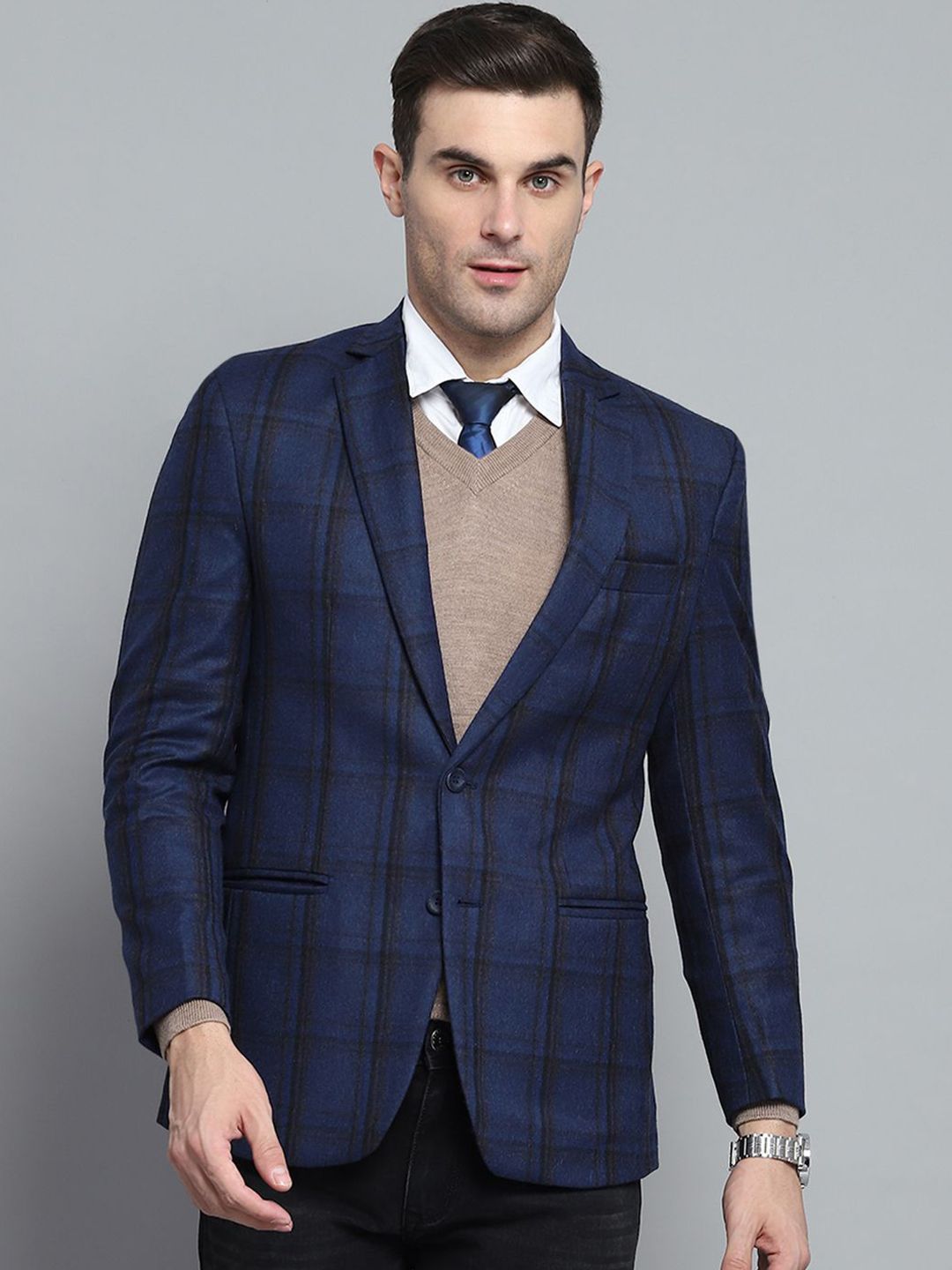Monte Carlo Men Checked Single-Breasted Blazer-picture-14