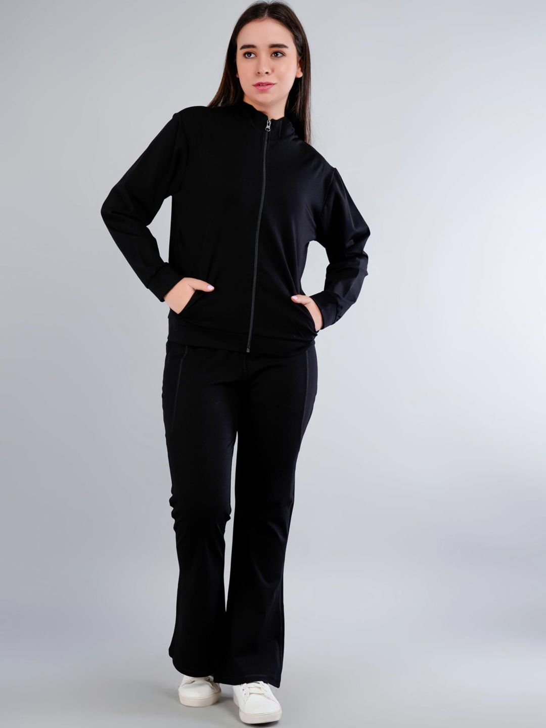 SSoShHub Women Mock Collar Solid Sports Bomber Lightweight Jacket