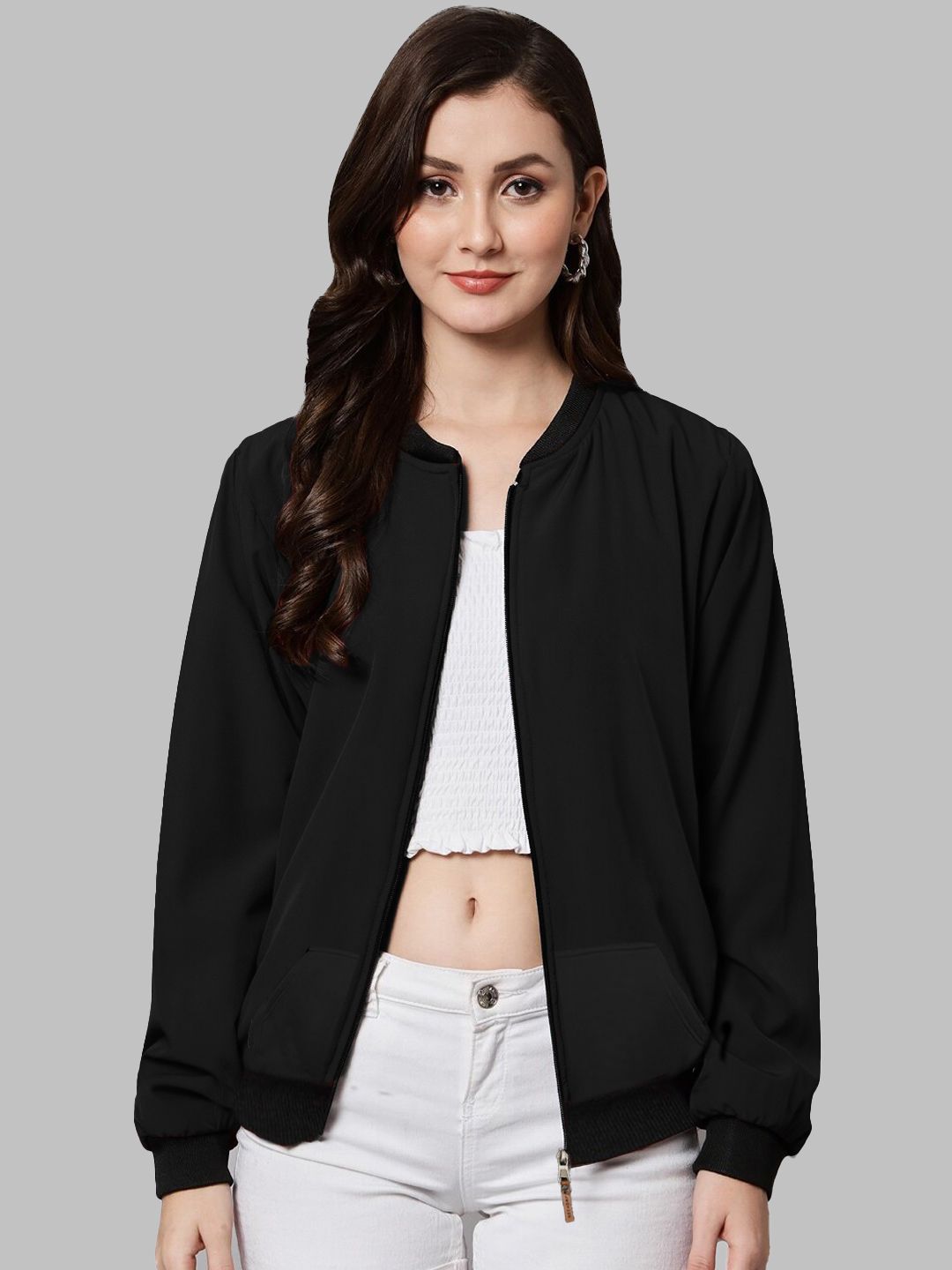 Leotude Women Fleece Bomber Jacket-picture-23