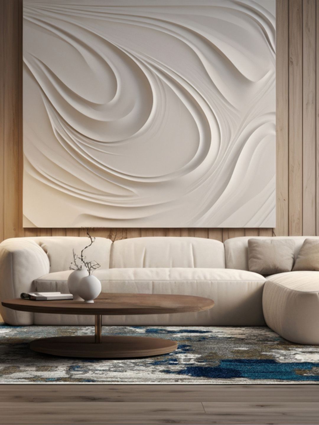 DDecor Blue Abstract Printed Rectangle Shaped Anti Skid Carpet-picture-26