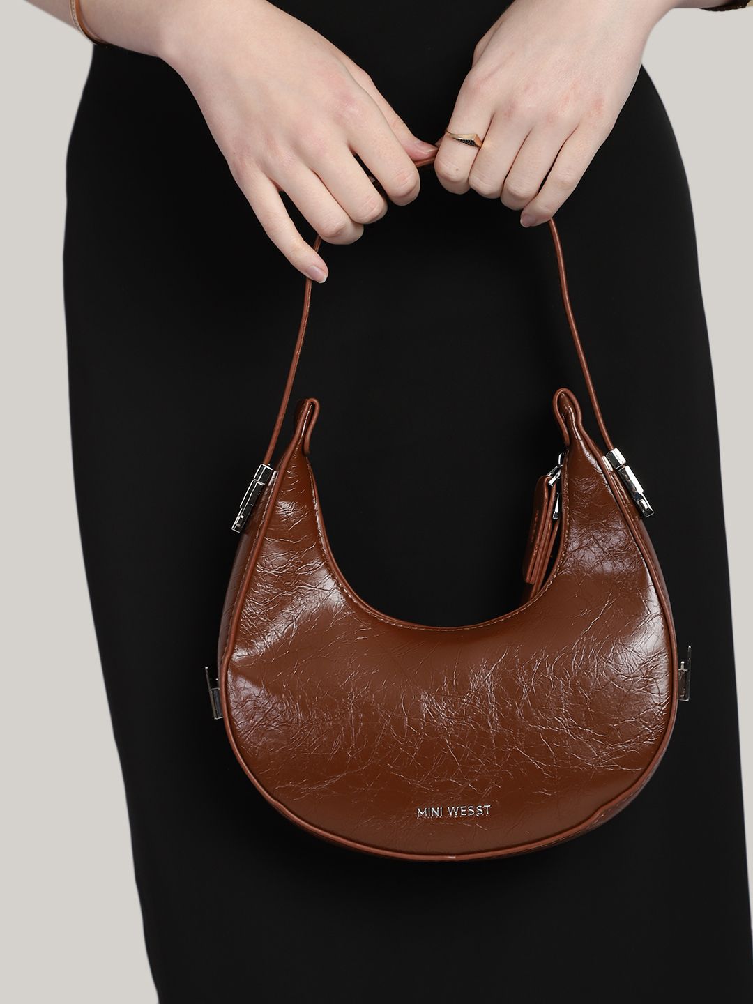 MINI WESST Women Textured Half Moon Handheld Bag-picture-11