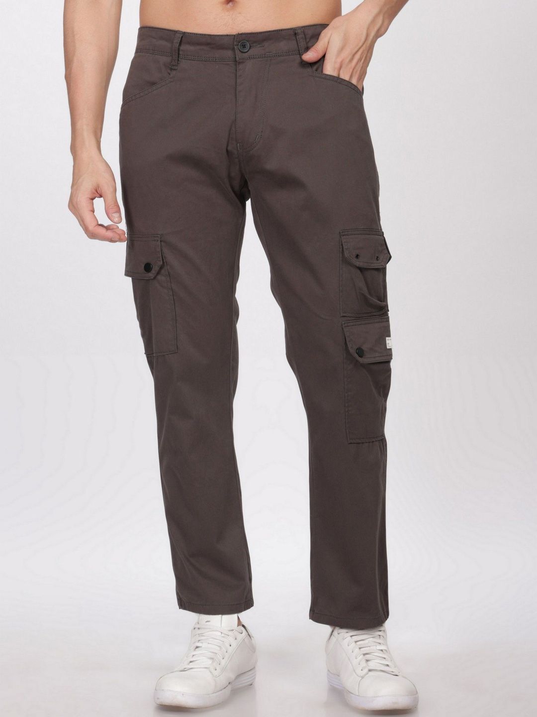 BEVDAAS Men Cotton Relaxed Fit Mid-Rise Stretchable Cargo Styles Jeans-image-45