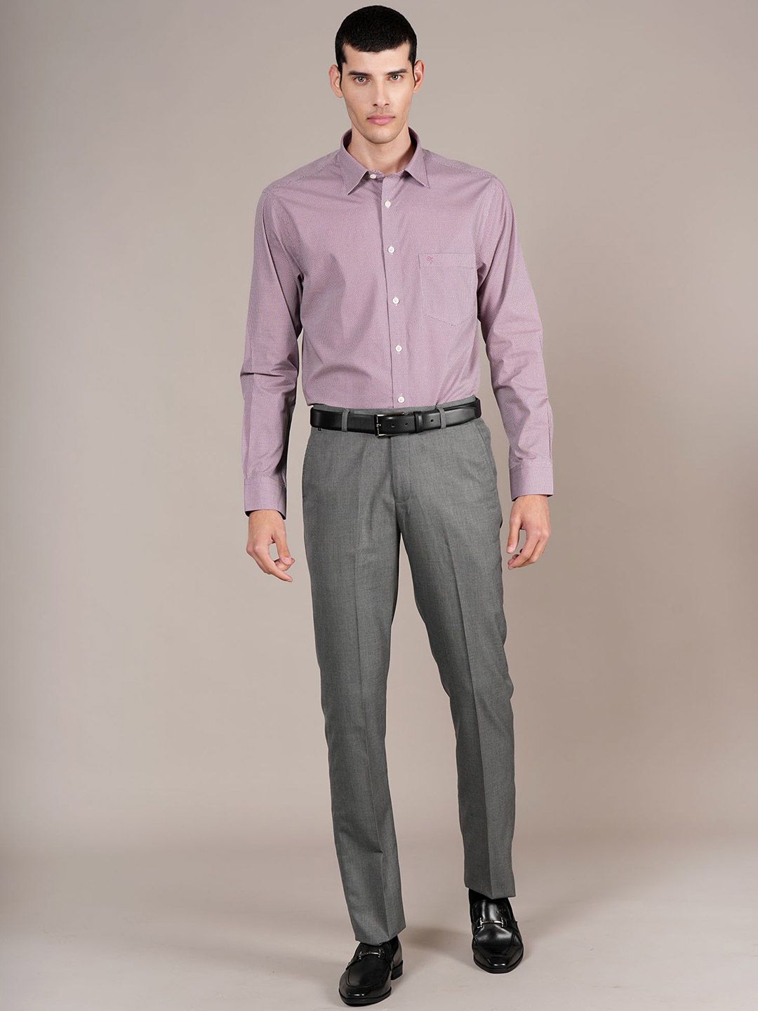 Cantabil Men Spread Collar Micro Ditsy Printed Cotton Formal Shirt-picture-25