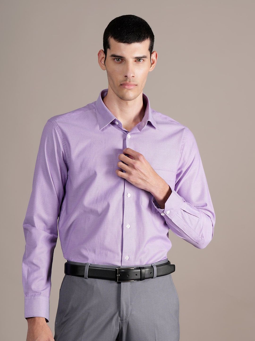 Cantabil Men Spread Collar Micro Ditsy Printed Cotton Formal Shirt-picture-22