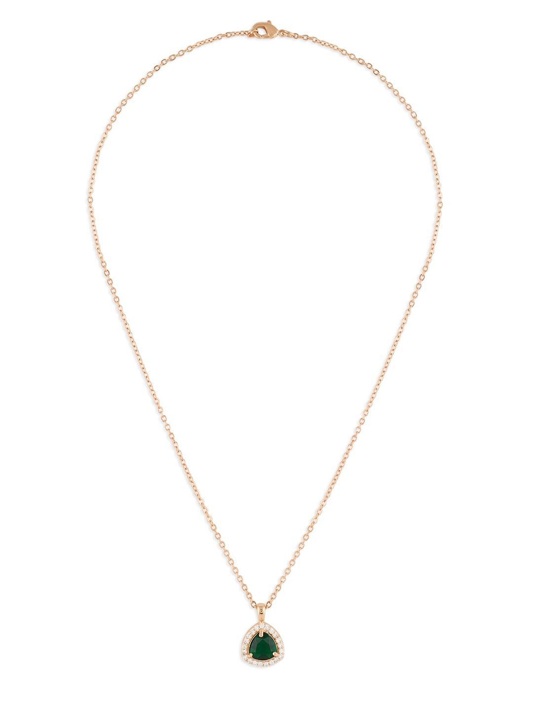 Zaveri Pearls Rose Gold-Plated Cubic Zirconia Stone Studded Pendant With Chain-picture-13