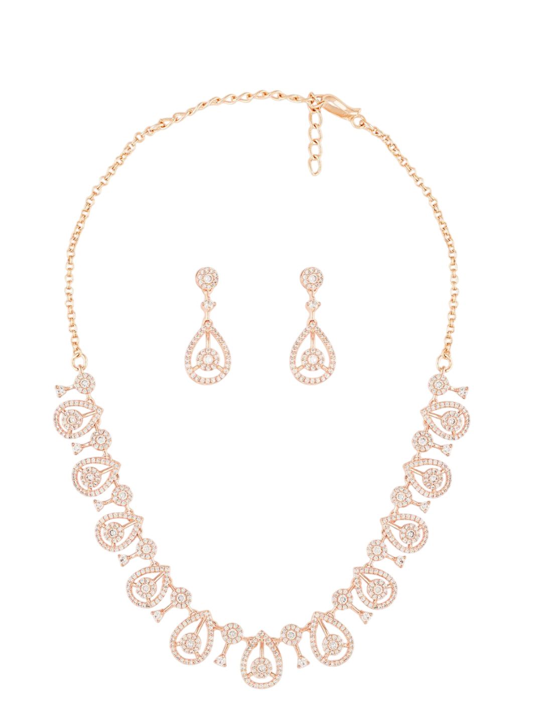 Zaveri Pearls Rose Gold Plated CZ Stone Studded Jewellery Set-picture-29