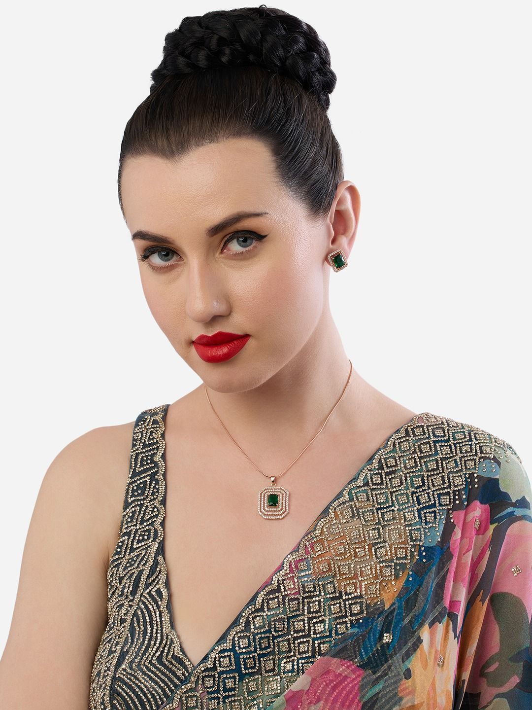 Zaveri Pearls Rose Gold Plated CZ Stone Studded Jewellery Set-picture-37