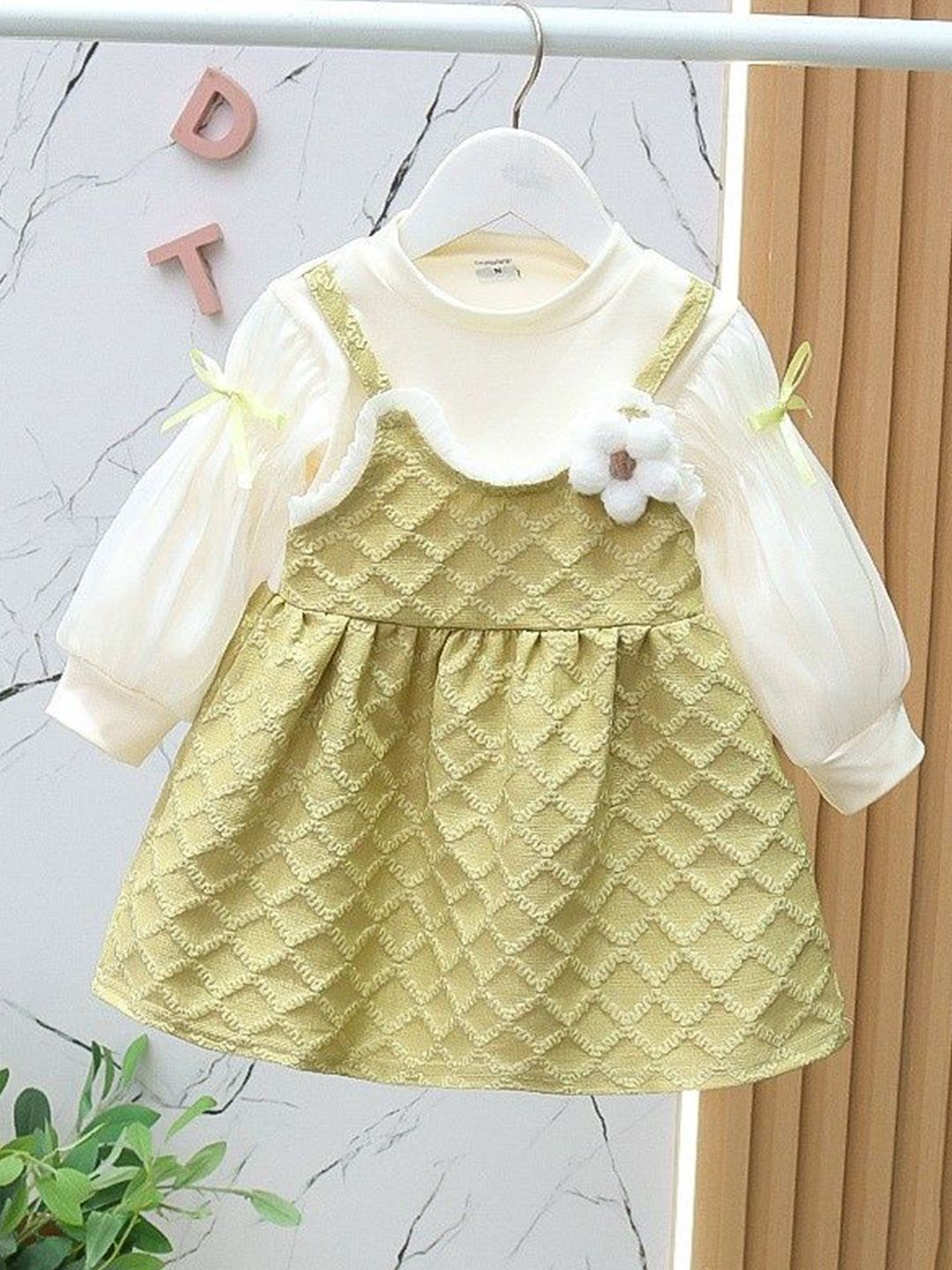 YK Girls Cotton Checked Pinafore Dress-picture-57