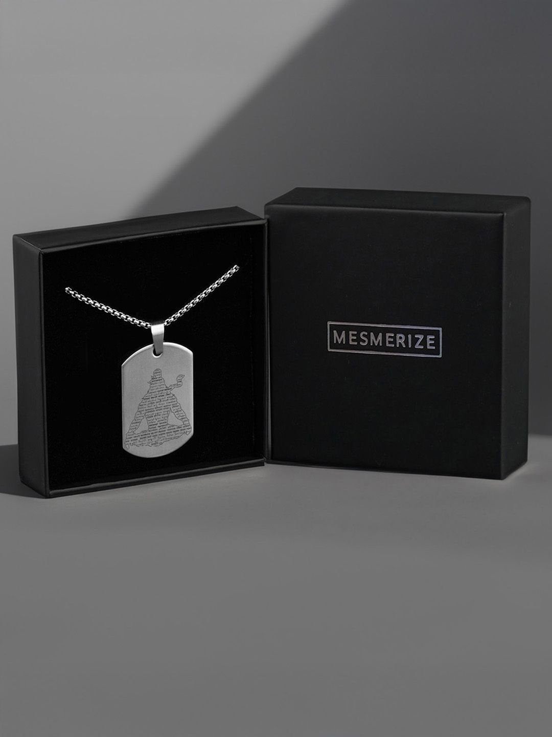 Mesmerize Men Mahadev 108 Names Jyotirling Micro Carved Tag Pendant With Chain-picture-10