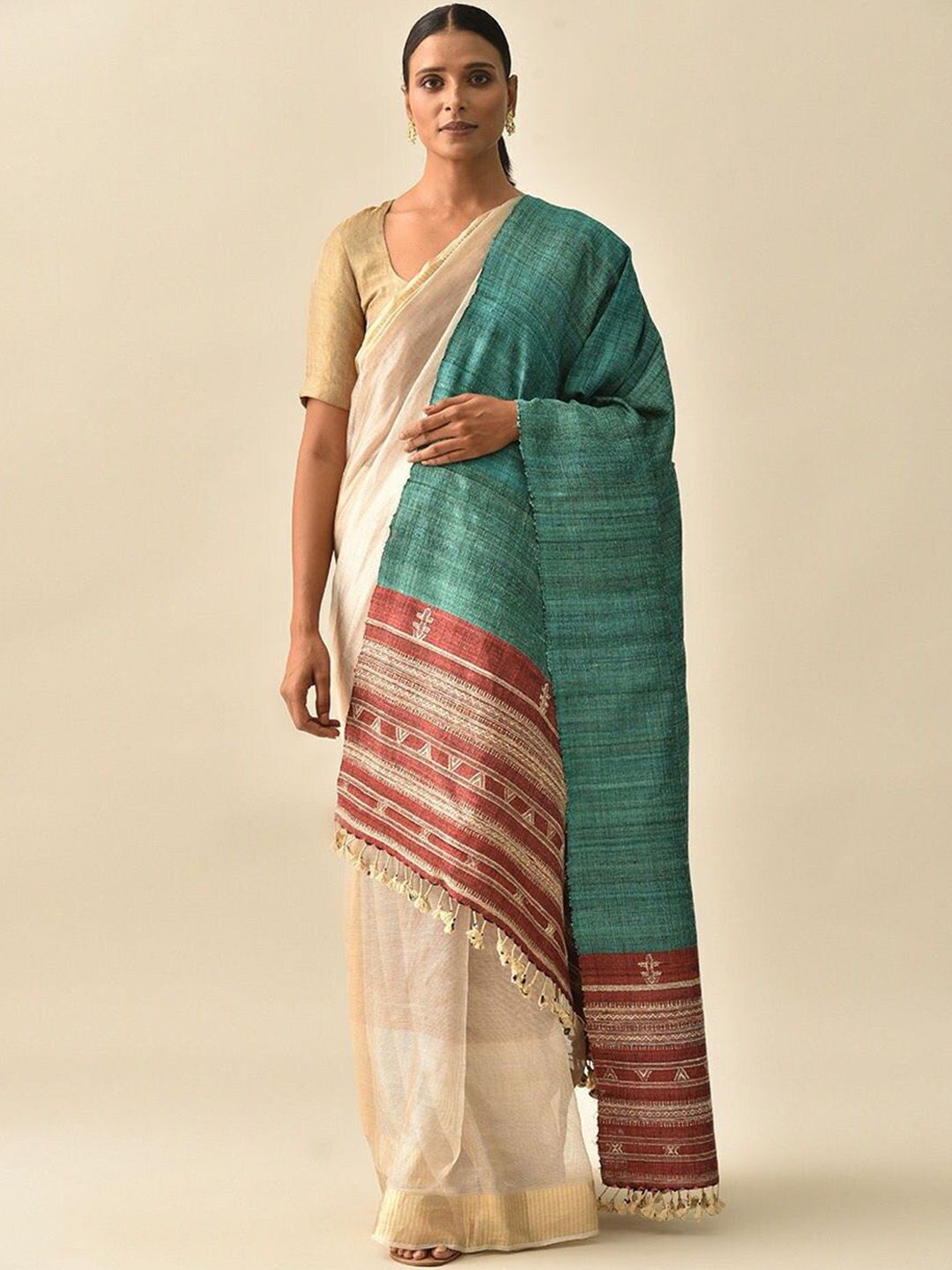 JAYPORE Geometric Woven Design Woollen Shawl-picture-16