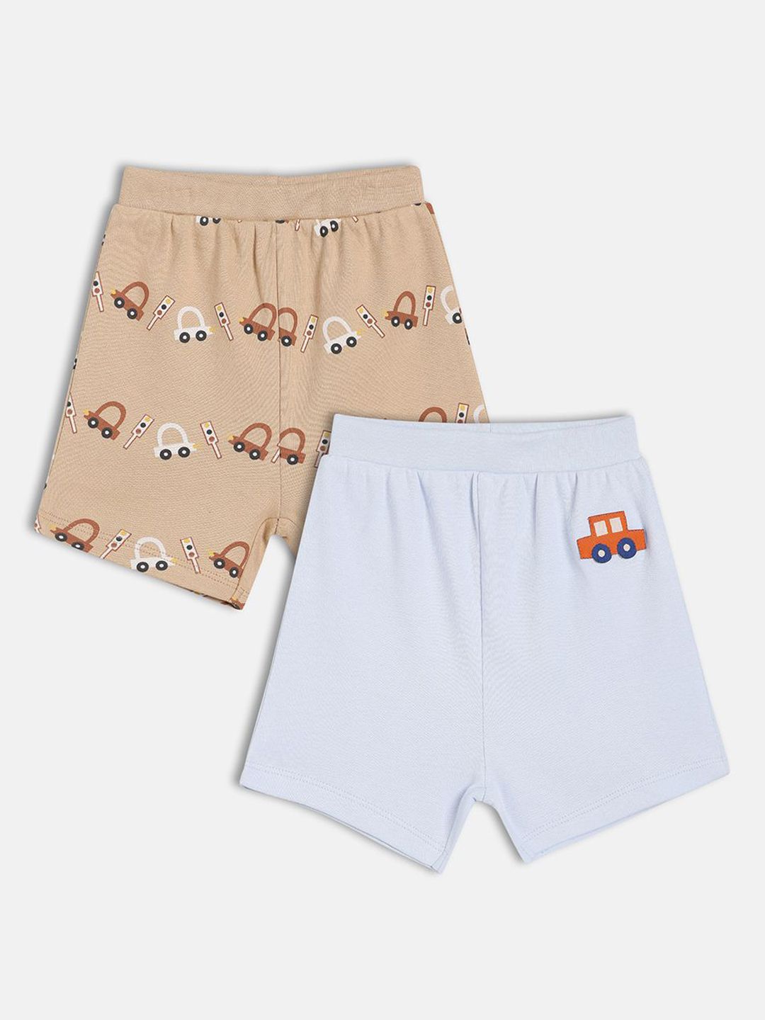 MINI KLUB Boys Pack Of 2 Cotton Mid-Rise Printed Shorts-picture-29