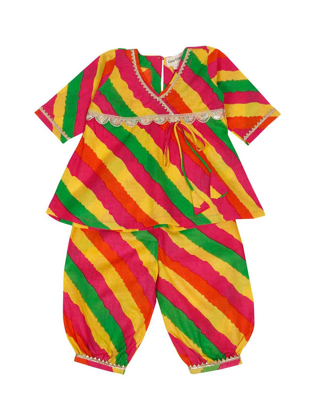 LITTLE GINNIE Girls Printed Regular Pure Cotton Kurti with Pyjamas-picture-10