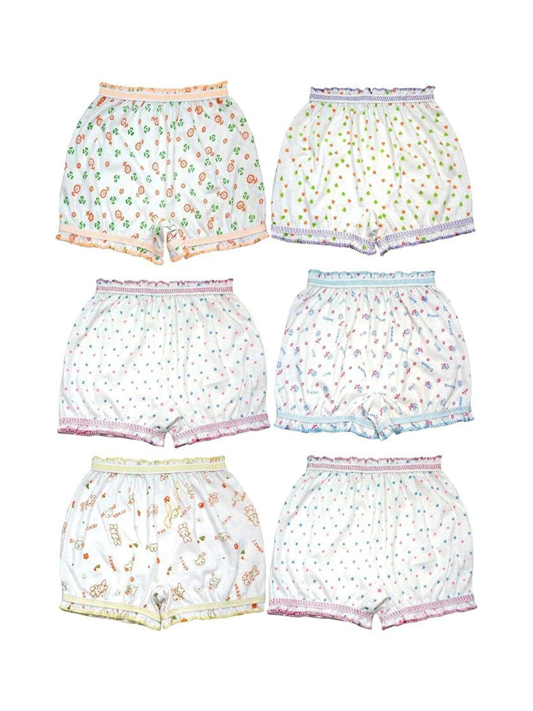 Bexzzor Girls Pack Of 6 Printed Cotton Shorts White.AllovBEX-0-3M-00S01-picture-20