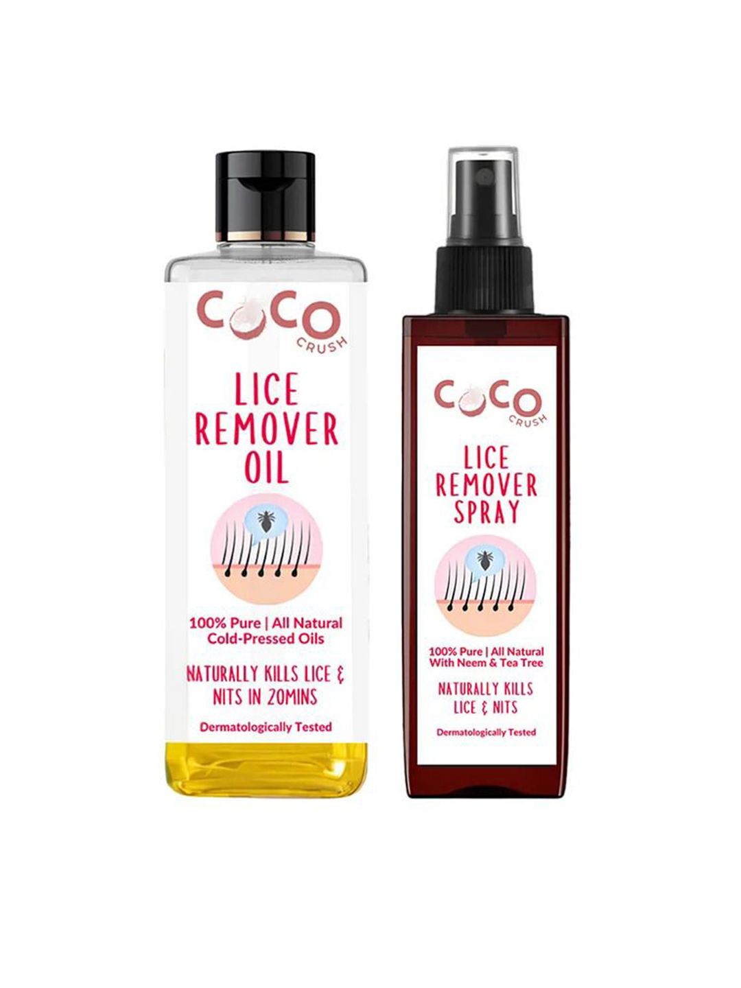 Coco Crush Set Of 2 Ayurvedic Anti-Lice Oil & Spray With Neem & Tea Tree - 100 ml Each