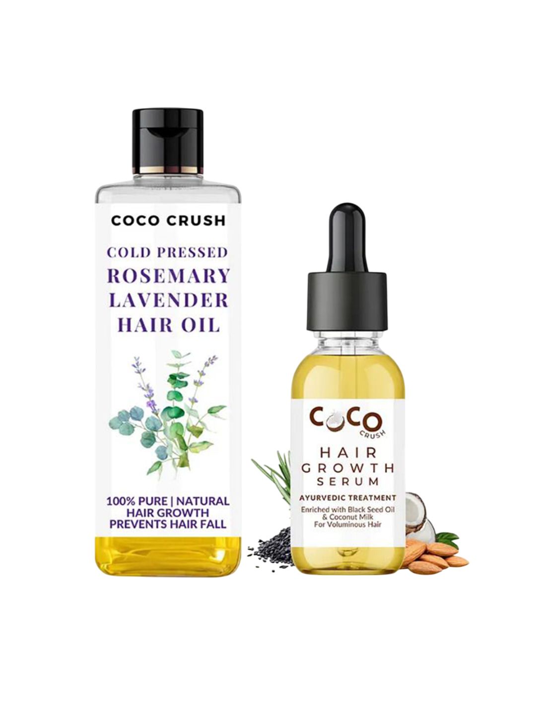 Coco Crush Set Of 2 Rosemary Lavender Hair Oil -200 ml & Ayurvedic Hair Growth Serum- 30ml-image-3