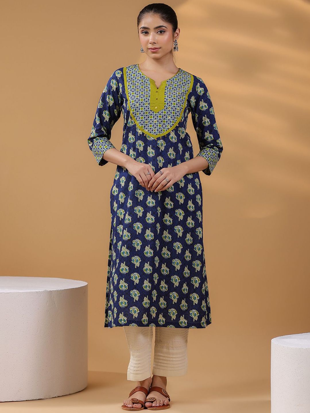 Rain & Rainbow Women Ethnic Motifs Printed Pure Cotton Kurta-picture-13