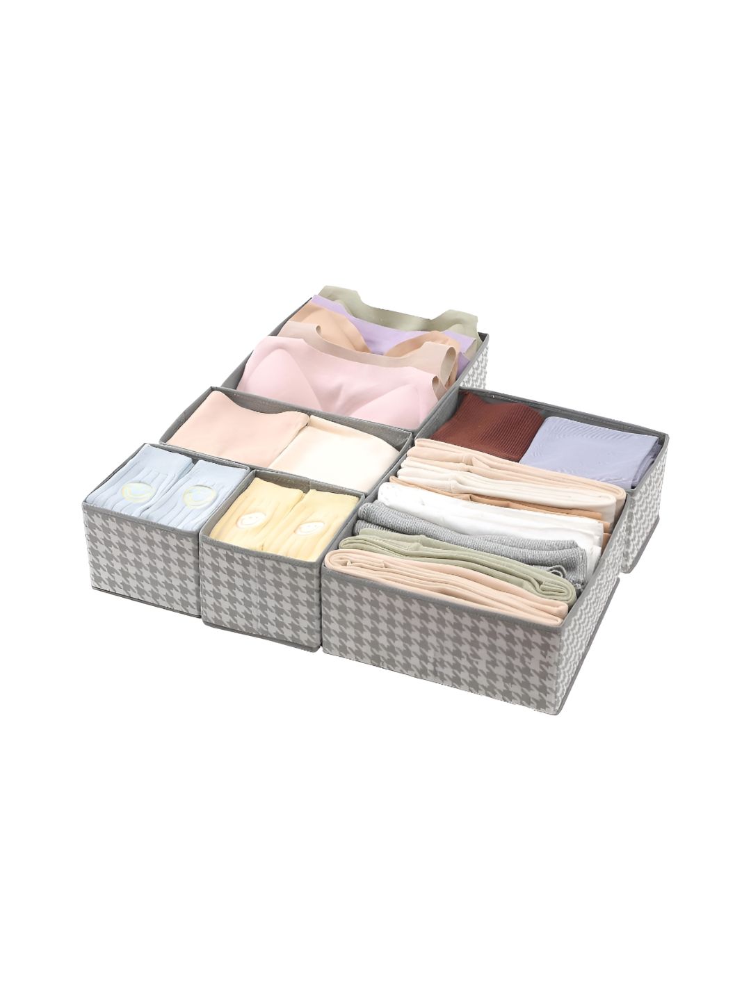 HOUSE OF QUIRK Grey & White 6 Pieces Abstract Drawer Organisers-image-31