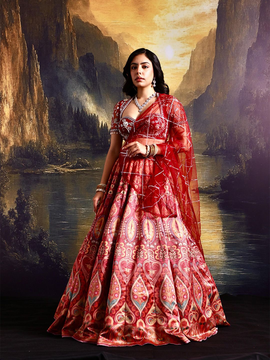 Rashika Sharma Embroidered Mirror Work Made to Measure Lehenga & Blouse With Dupatta-image-30