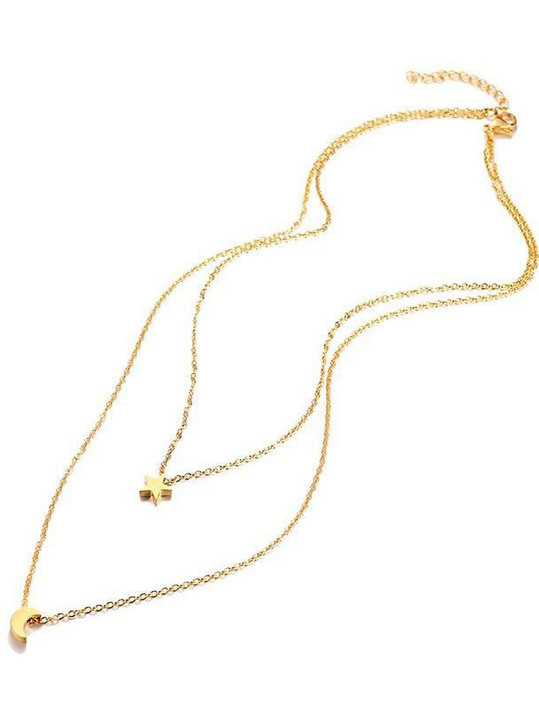 DESTINY JEWELS Brass Gold-Plated Star & Moon Shaped Layered Chain-picture-34