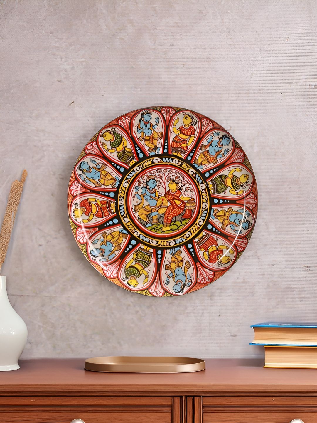 Homspurts Red & Yellow Printed Metal Wall Plate-picture-30