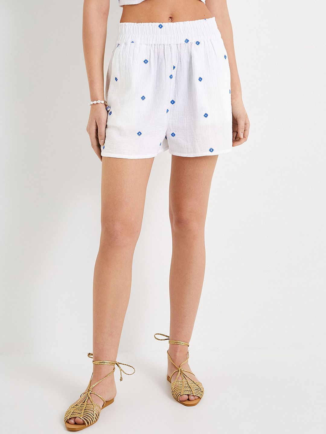 Koton Women Printed Regular Fit Pure Cotton Chino Shorts-picture-18