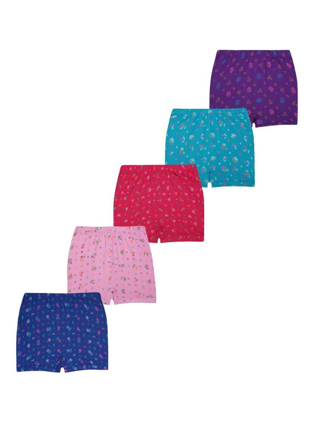 YELLOWDELIGHT Girls Pack Of 5 Printed Mid-Rise Cotton Briefs