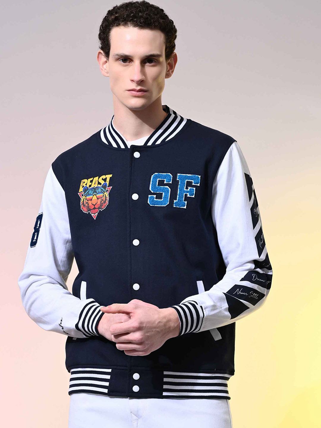 STARFOX Men Fleece Lightweight Varsity Jacket-picture-15