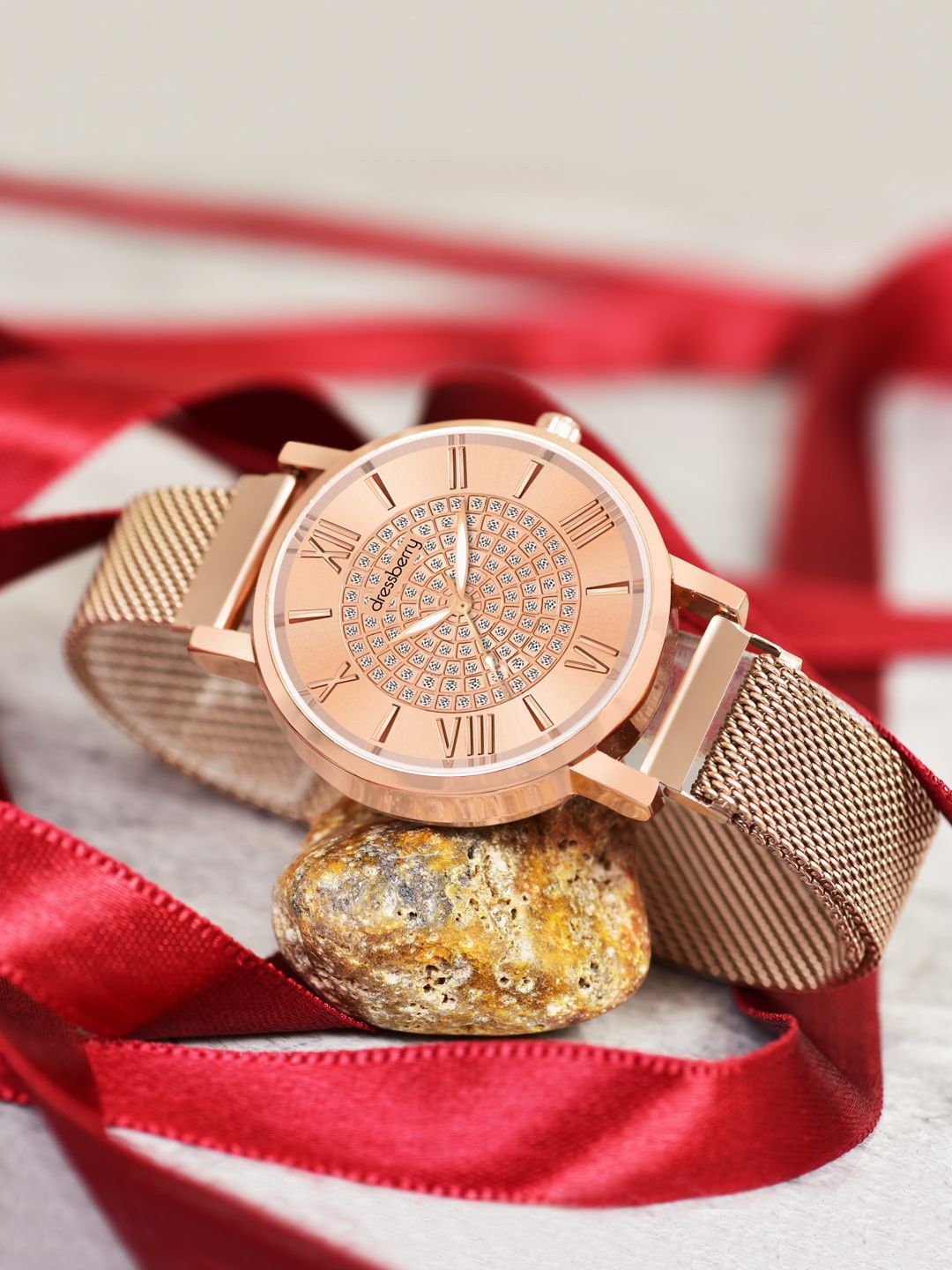 DressBerry Women Round Embellished Dial Bracelet Style Analogue Watch HOBDB-261-RG-picture-27