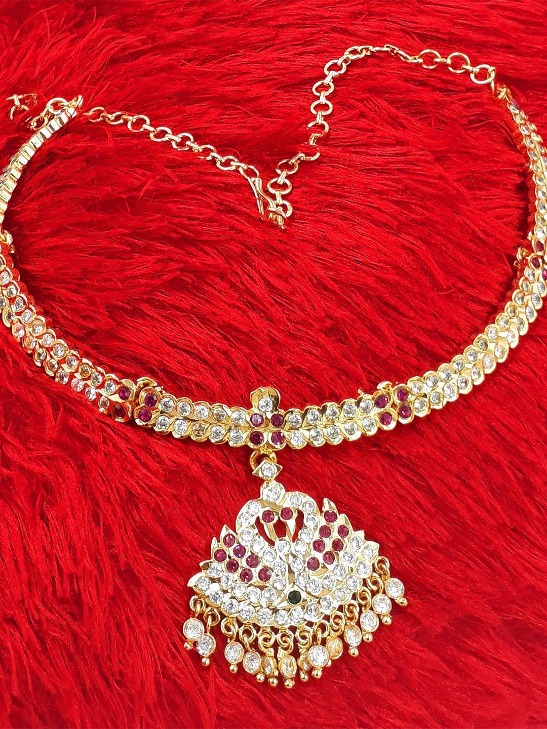 Anujeet Fashion Hub Gold-Plated American Diamond Necklace-picture-29