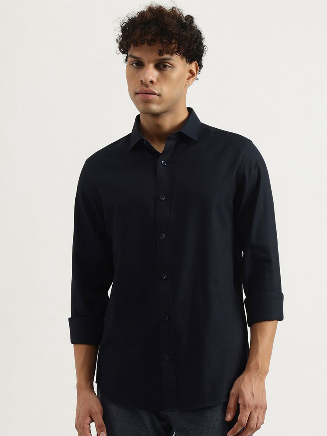 United Colors of Benetton Men Spread Collar Textured Cotton Formal Shirt-picture-22