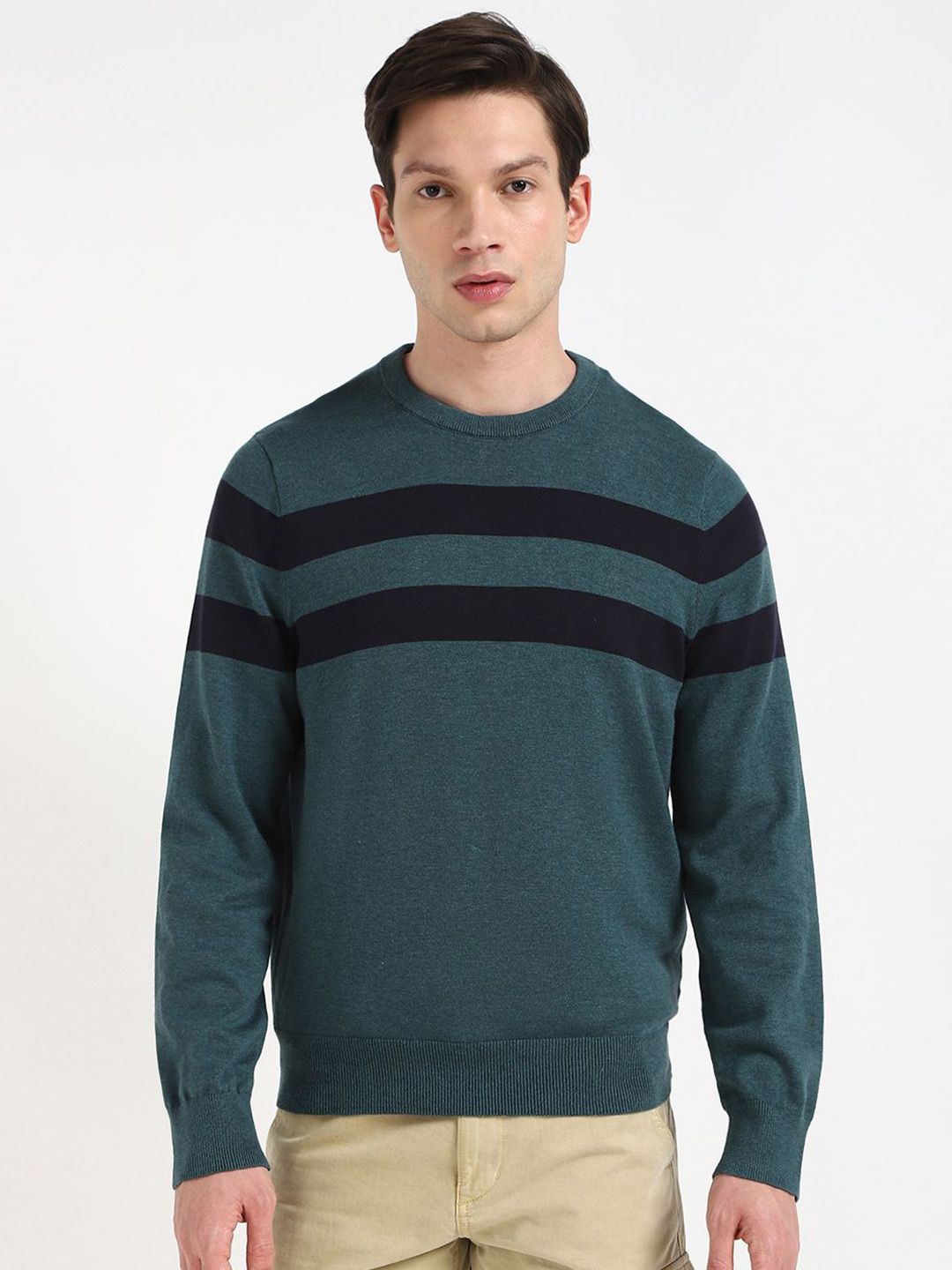 Tommy Hilfiger Men Striped Round Neck Pullover Cotton Sweater-picture-44