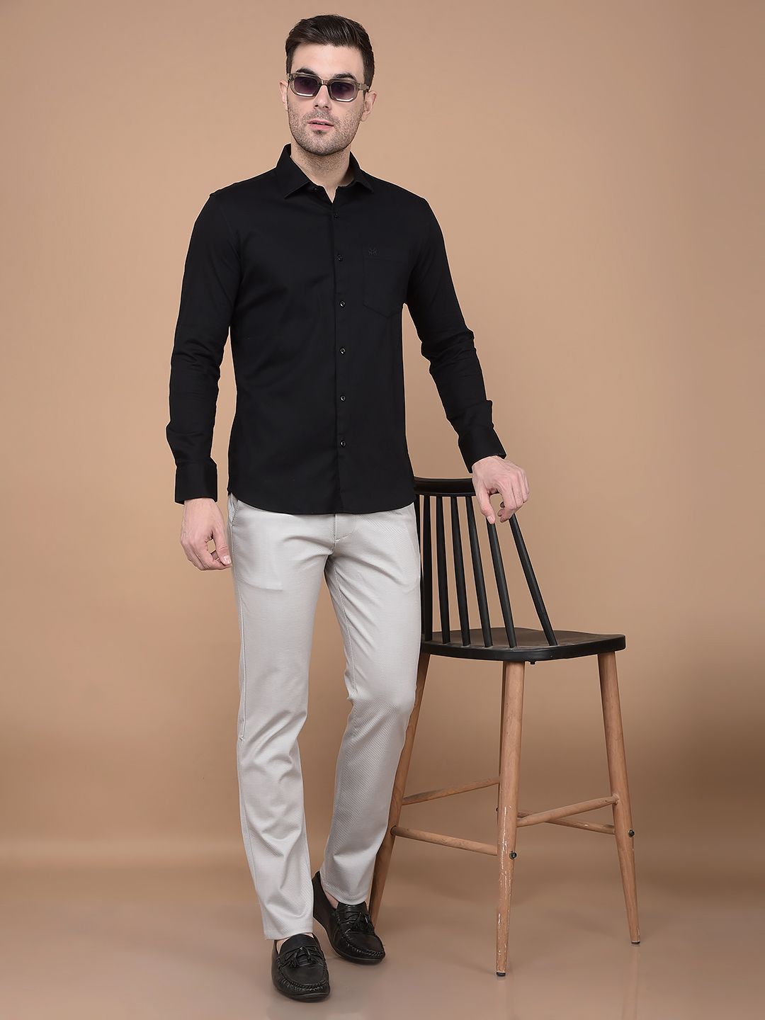 Crimsoune Club Men Classic Spread Collar Solid Cotton Casual Shirt-picture-14