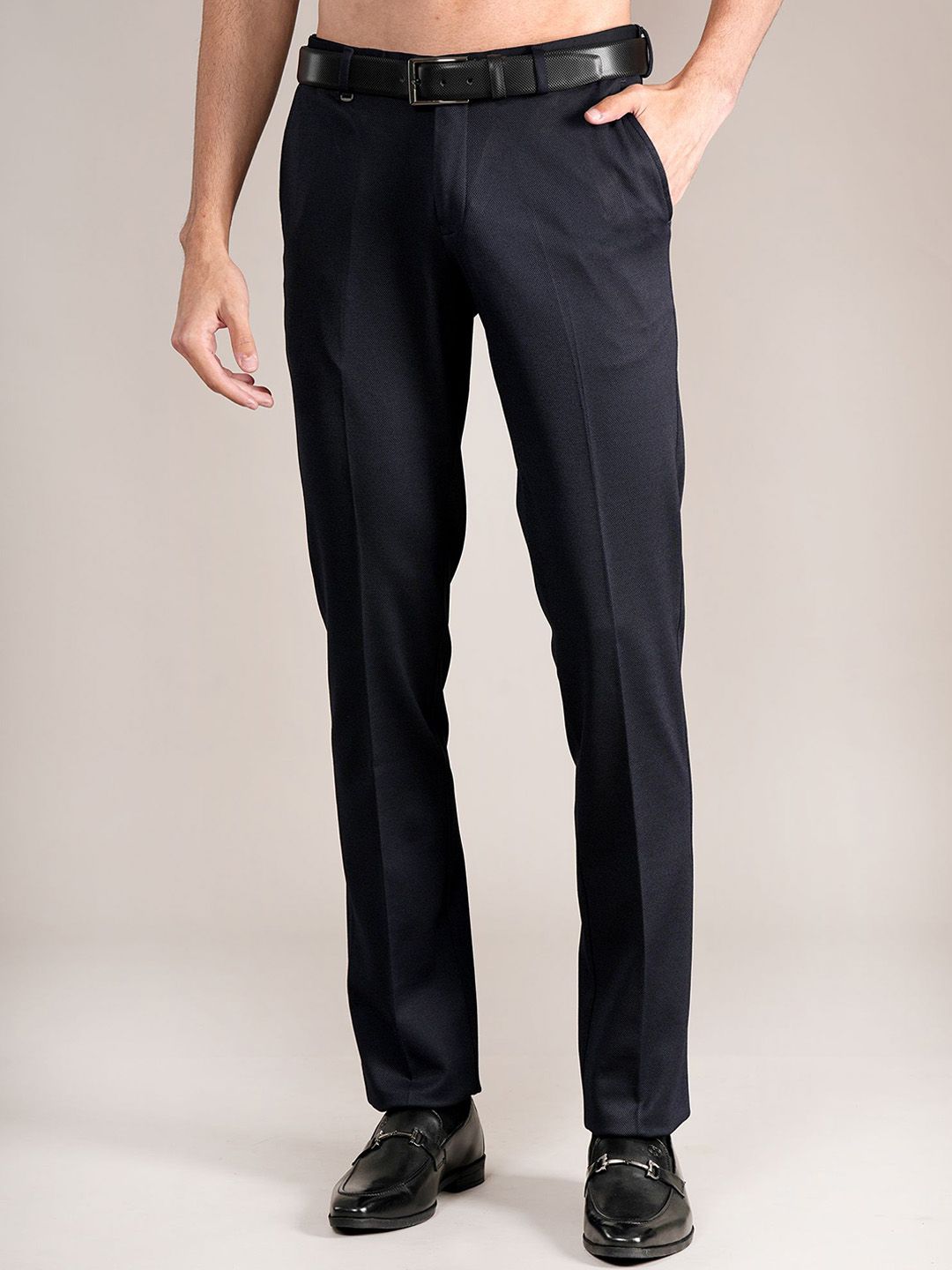 Cantabil Men Self Design Formal Trousers-picture-30